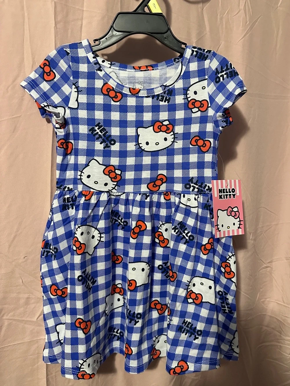 Hello Kitty Blue Gingham Dress with red Bows